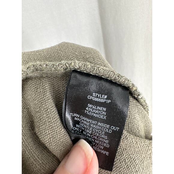 Sanctuary Anthropologie Pants Womens 25P Green Linen Straight Drawstring Beach - Picture 4 of 8
